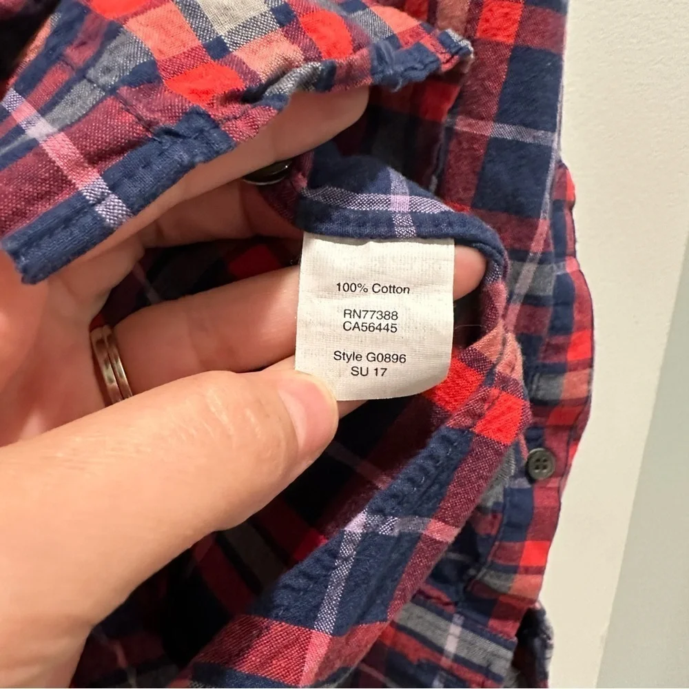 J. Crew Red and Blue Boy Fit Plaid Shirt